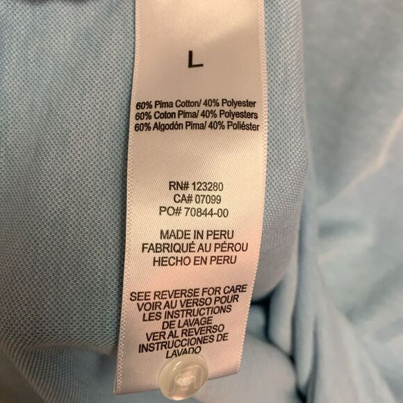 Travis Mathew Blue Heathered Pima Cotton Blend Short Sleeve Polo Shirt Size L - Picture 8 of 14